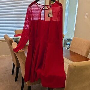 Elegant Long Sleeve Red Dress